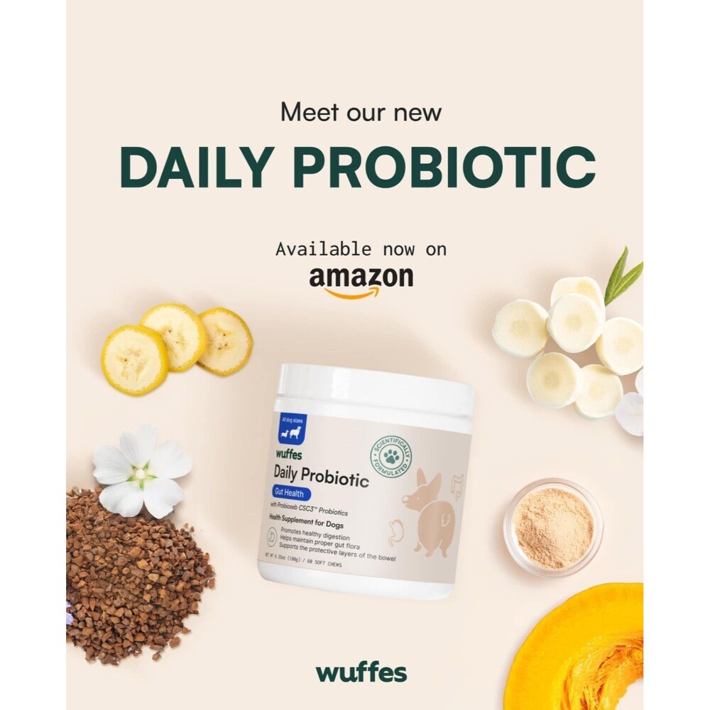 Wuffes Daily Probiotic for Dogs 60 Ct (2 Pack) Digestive Support EXP 05/2027